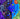 Gesamtansicht des Gemäldes Paradigmenwechsel, surreale und abstrakte Malerei in kräftigen Blau- und Violetttönen mit leuchtenden Farbdetails, Werk von Giuseppe Di Martino.